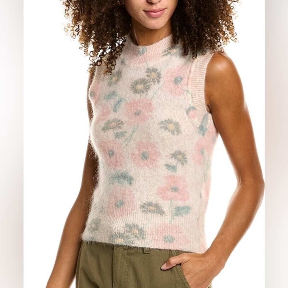 SANDRO Mohair & Alpaca-blend Sweater Vest In Pink Floral 0 XS